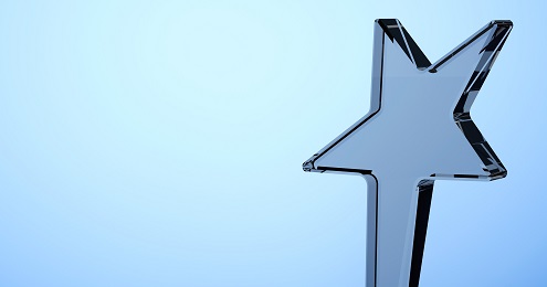 Glass star-shaped award. 