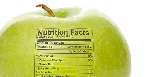 Apple with food label