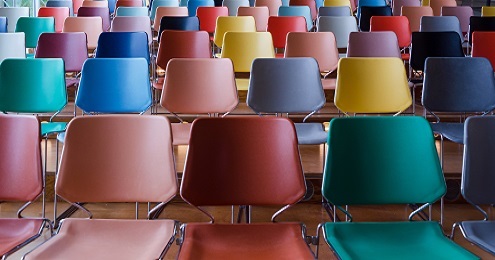 Photo Rows of Colorful Chairs
