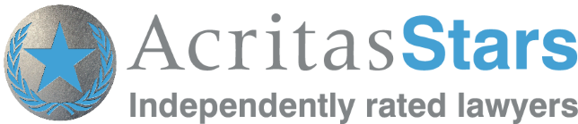 Acritas Stars Logo Gray Globe with Blue Star 