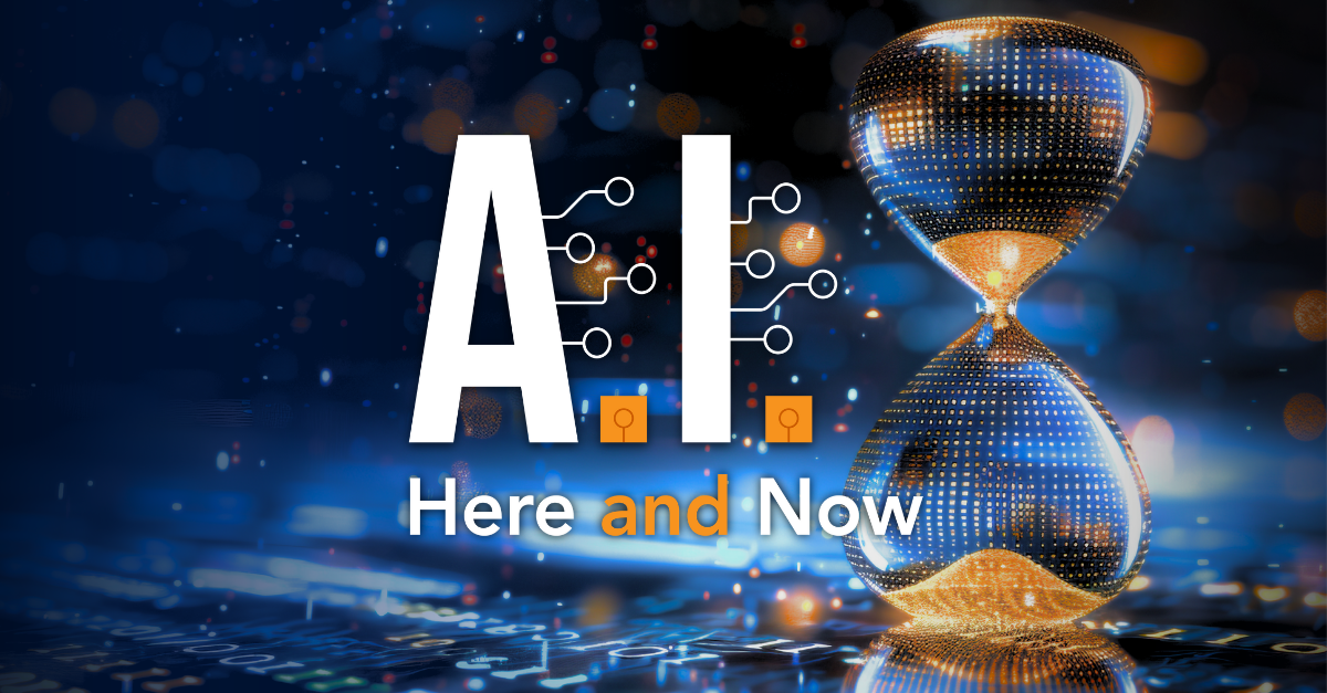 Title screen for audio of AI Here and Now podcast series.  